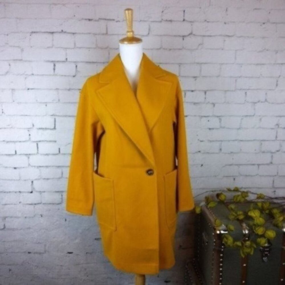 Topshop Soft 3/4 Length Winter Coat Mustard